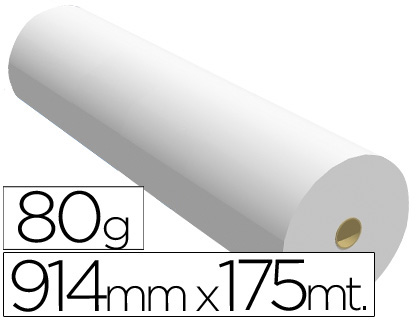 Papel reprografía para plotter 914mm.x175m. 80g/m²